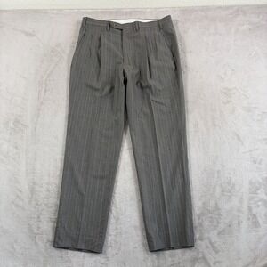 Kiton Napoli Pleated Dress Trouser Pants in Grey Multi Striped Wool Men‎ 34x29